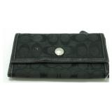 Coach Logo Medium Leather TriFold Wallet - Black