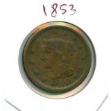 1853 Coronet Head Large One Cent