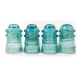 * 4 Hemingray Glass Insulators - No. 9, Very Good