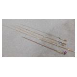 ** Five (5) Old Fishing Rods - Some are Bamboo.