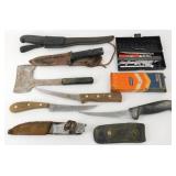 Old Knives, Hatchet, Sharpening Stone
