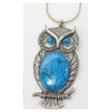 Owl Faux Turquoise Pendant Necklace