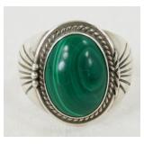 Green Malachite Sterling Ring