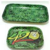2 Metal Rolling Trays - Large & Small