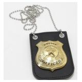Metal Police Officer Badge w/ Holder