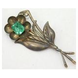 Vintage Flower Sterling Silver Brooch Pin