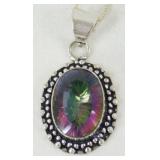2+ Carats "Mystic Topaz" Pendant w/ Chain: Both