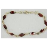 9 Faceted Stones "Garnet Bracelet": 7-7-1/2", 1-2