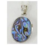 Large "Abalone Shell" Pendant w/ Chain - Both 925