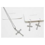 20" Stainless Steel Chain with Cross & Pair of