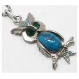 Owl Pendant with Turquoise & 20" Chain - New