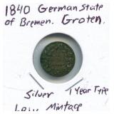 1840 German State of Bremen 1 Groten Silver 1