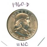 1960-D Franklin Uncirculated Silver Half Dollar