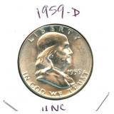 1959-D Franklin Uncirculated Silver Half Dollar