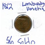 1862 Lombardy-Venetia (Italian States) 5/10 Soldo