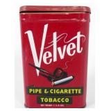 * Very Nice Vintage Velvet Tobacco Pocket Tin -