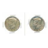 Pair of Two 40% Silver Kennedy Half Dollars