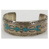 Vintage Navajo Sterling Silver Cuff Bracelet w/
