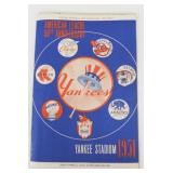 Rare Original 1951 Yankee Program and Score Sheet