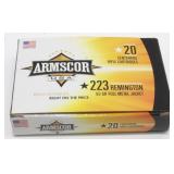 * 20 Factory Rounds of .223 Rem Brass Case