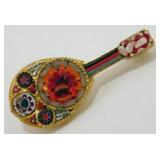 Micro Mosaic Mandolin Guitar Brooch Pin