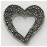 Heart Marcasite Sterling Silver Pendant
