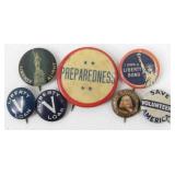 7 Vintage Original World War II WWII Pins Buttons