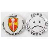 2 Vintage Vietnam War Veteranï¿½s Pinback Buttons