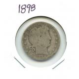 1898 Barber Silver Quarter