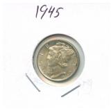 1945 Mercury Silver Dime