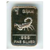 1 gram Silver with a Scorpion