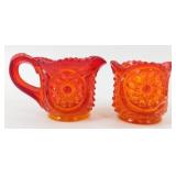 * Amberina Miniature Sugar and Creamer