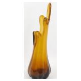 * Vintage MCM Amber Glass Swung Vase