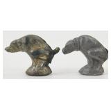 2 Rare Cast Metal Vintage "Firework" Pooping Dogs