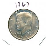 1967 Kennedy Silver Half Dollar - 40% Silver