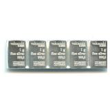 5 Valcambi Break-Off Silver 1 gram Bars