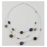 Agate Amethyst Sterling Silver Necklace