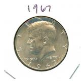 1967 Kennedy Silver Half Dollar - 40% Silver