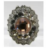 925 Ring with Peach Disco Ball Gem