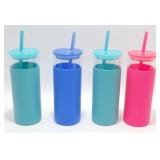 4 Glass Tumblers with Lids