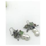 Silver Fresh Water Pearl Funky Earrings with