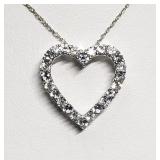 Silver Simulated Aquamarine Cubic Zirconia Heart