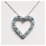 Silver Blue Topaz Cubic Zirconia Heart Shaped Silver Blue Topaz Cubic Zirconia Heart Shaped