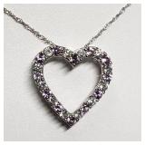 Silver Simulated Alexandrite Cubic Zirconia Heart