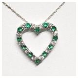 Silver Simulated Emerald Cubic Zirconia Heart Silver Simulated Emerald Cubic Zirconia Heart