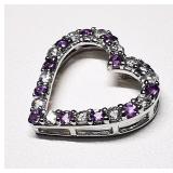 Silver Natural Amethyst Cubic Zirconia Pendant, Silver Natural Amethyst Cubic Zirconia Pendant,