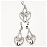 Silver Cubic Zirconia (7.45 g) Set of Pendant and