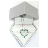 Silver Simulated Emerald Necklace, MSRP $100