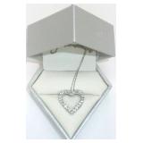 Silver Simulated Aquamarine Cubic Zirconia Heart