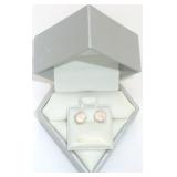10k Yellow Gold Rose Quartz (1.6 ct) Earrings, 10k Yellow Gold Rose Quartz (1.6 ct) Earrings,